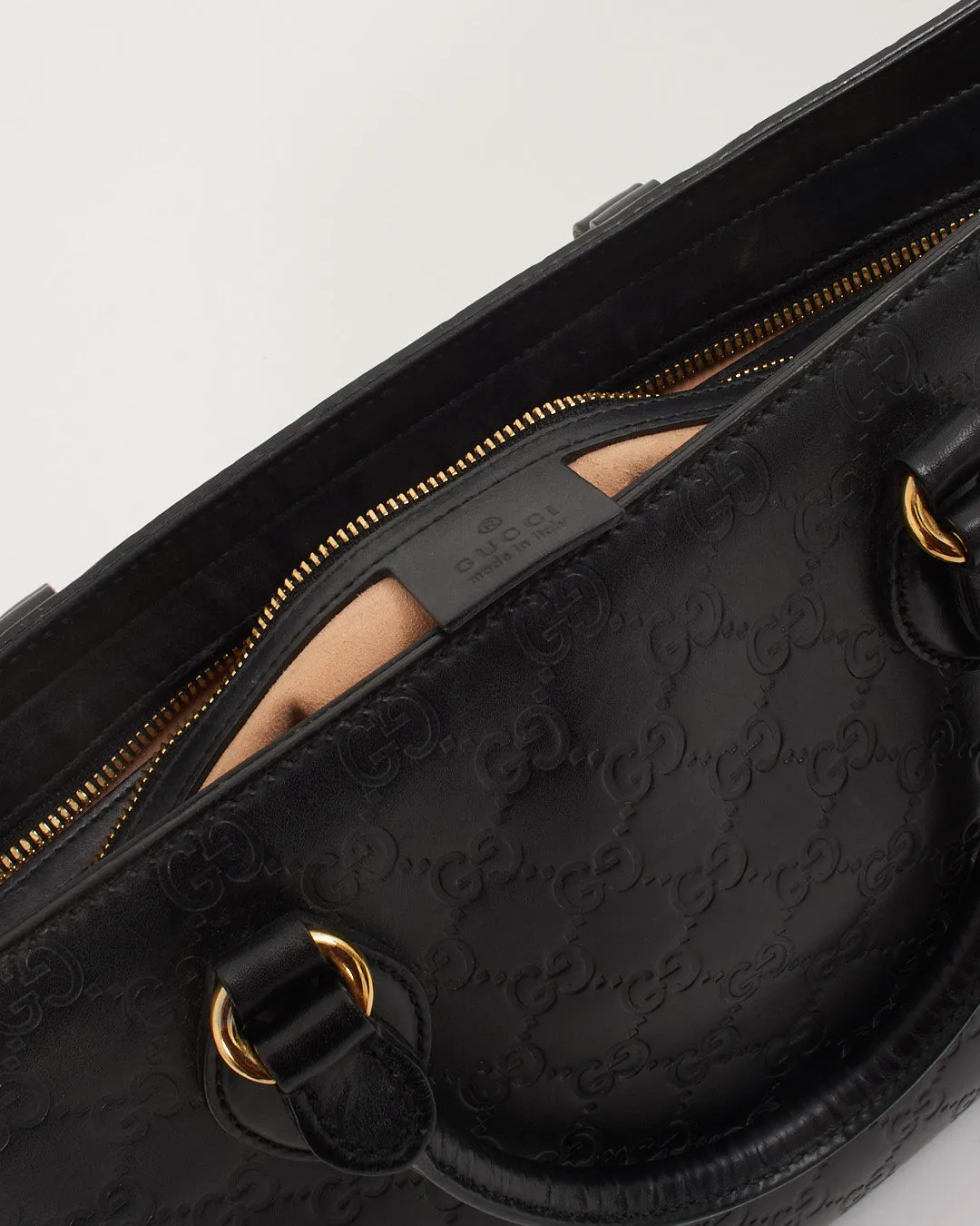 Gucci Black GG Monogram Shima Leather Tote
