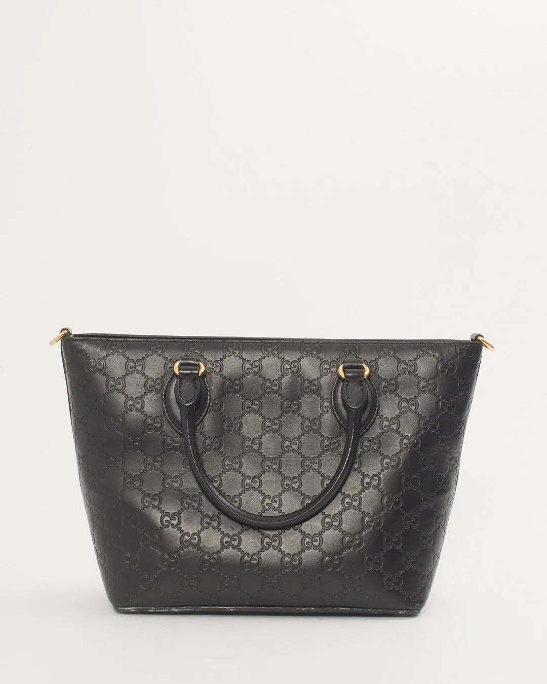 Gucci Black GG Monogram Shima Leather Tote