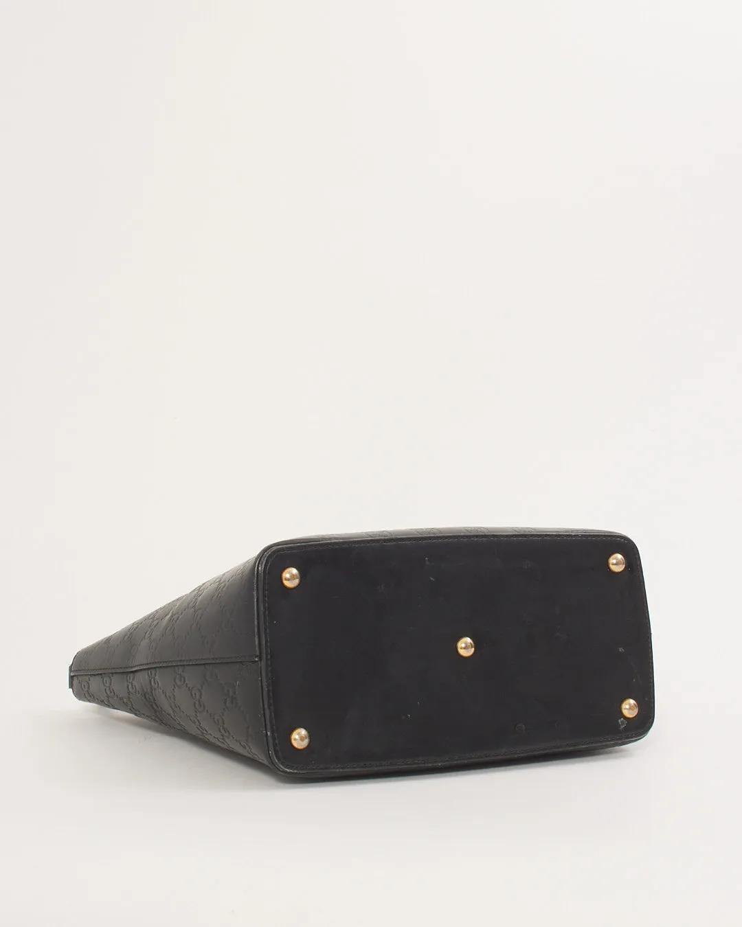 Gucci Black GG Monogram Shima Leather Tote
