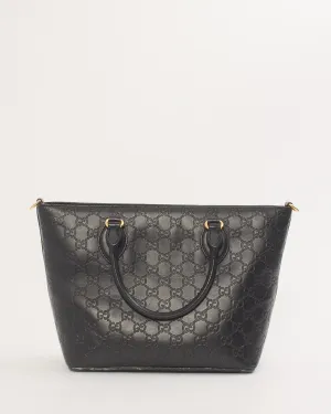 Gucci Black GG Monogram Shima Leather Tote