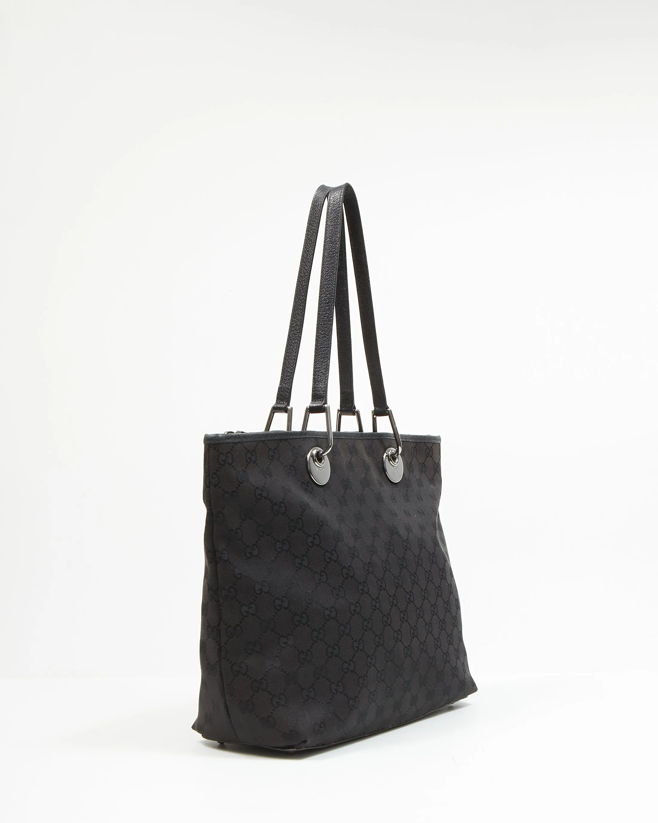 Gucci Black GG Supreme Monogram Canvas Zip Tote