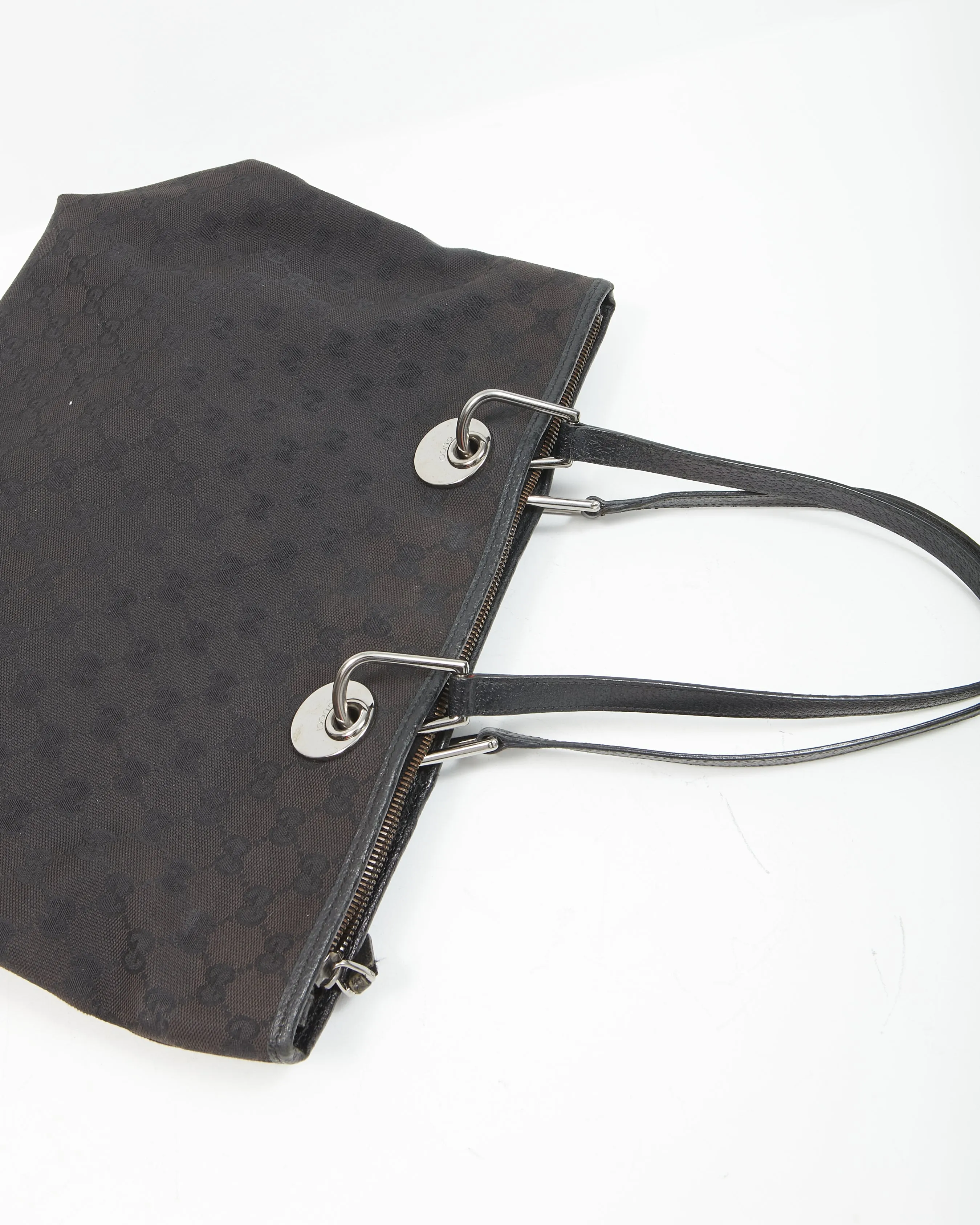 Gucci Black GG Supreme Monogram Canvas Zip Tote
