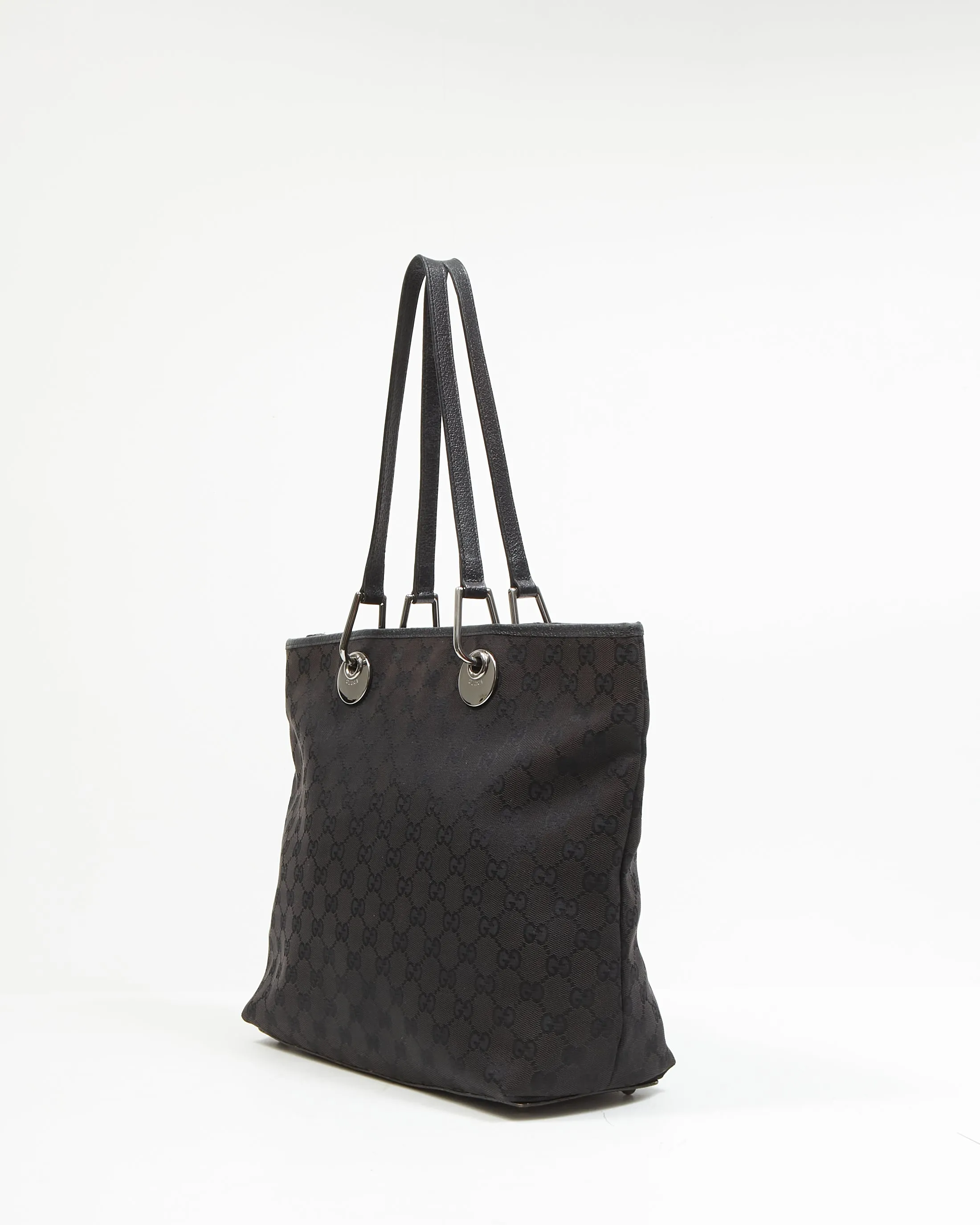 Gucci Black GG Supreme Monogram Canvas Zip Tote