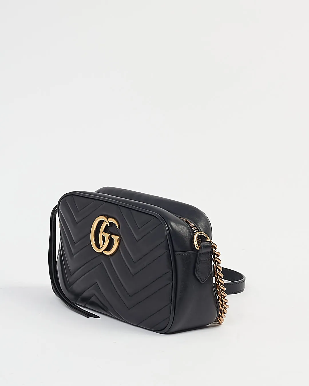 Gucci Black Leather Matelasse GG Marmont Small Camera Bag