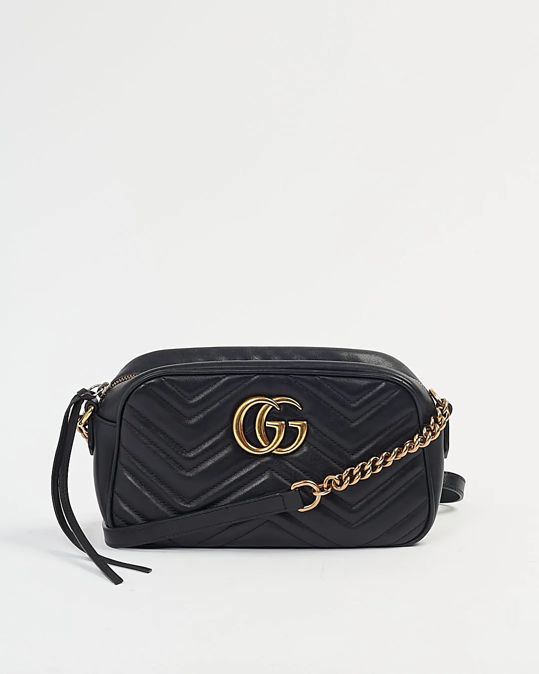 Gucci Black Leather Matelasse GG Marmont Small Camera Bag