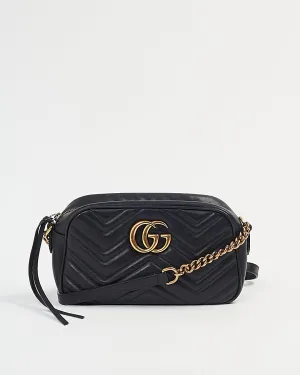 Gucci Black Leather Matelasse GG Marmont Small Camera Bag