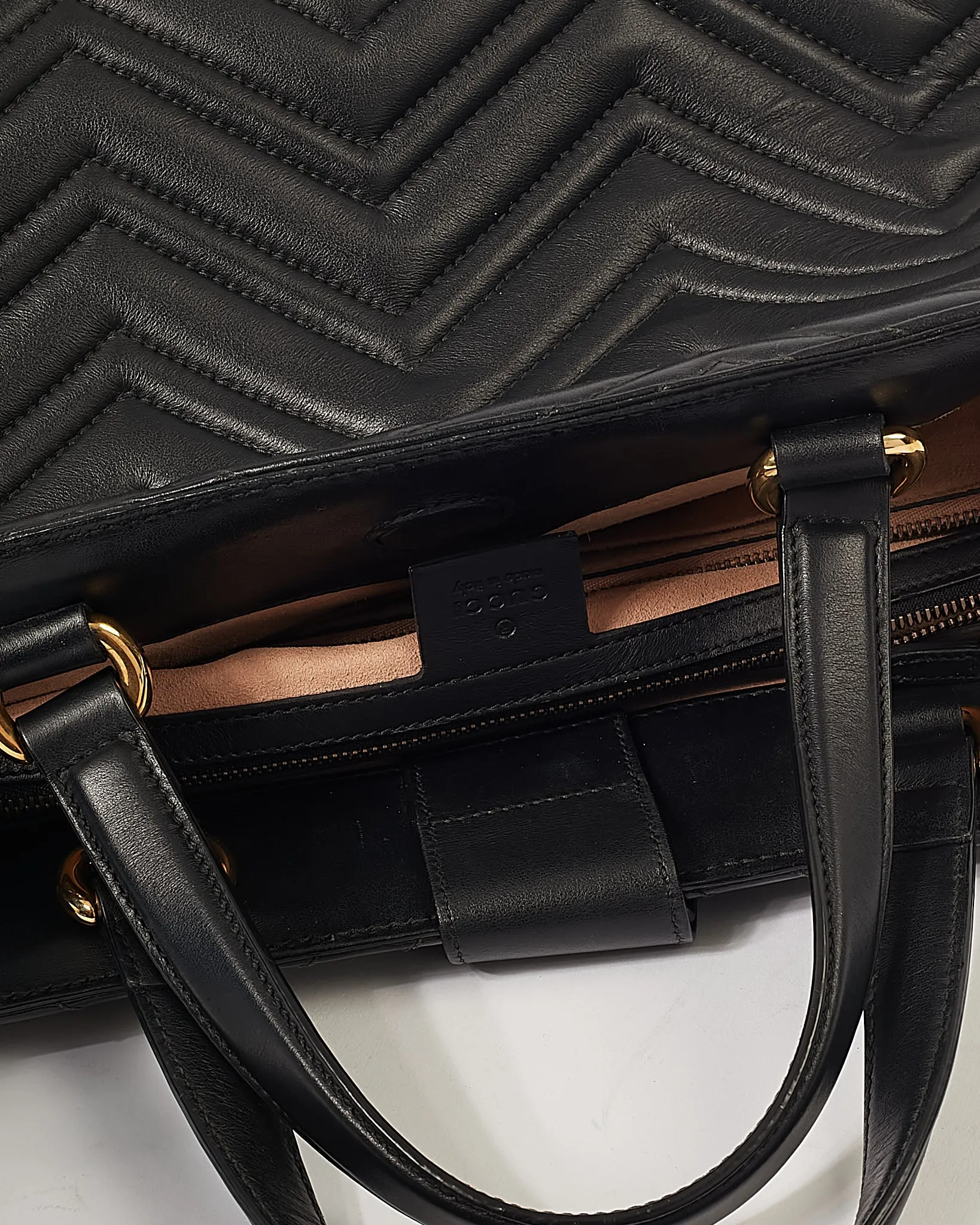 Gucci Black Matelassé Leather Medium GG Marmont Tote Black
