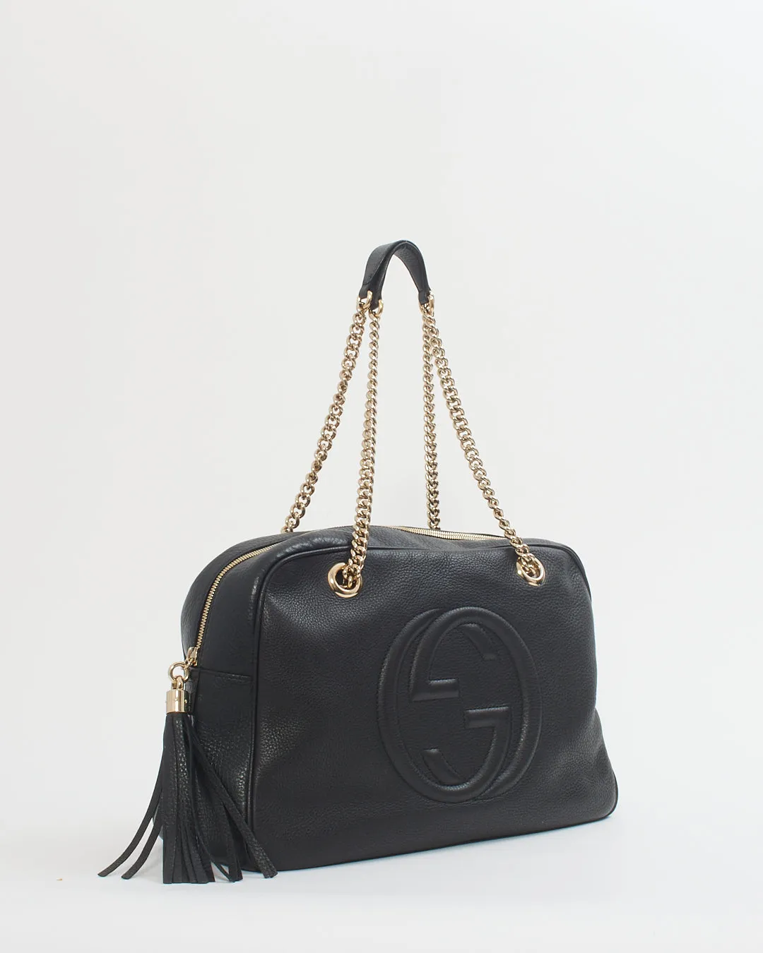 Gucci Black Pebbled Leather Chain Soho Shoulder Bag