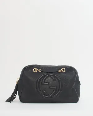 Gucci Black Pebbled Leather Chain Soho Shoulder Bag