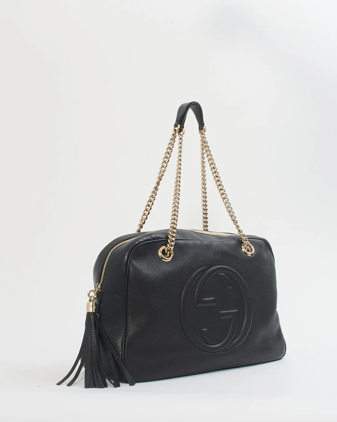 Gucci Black Pebbled Leather Chain Soho Shoulder Bag
