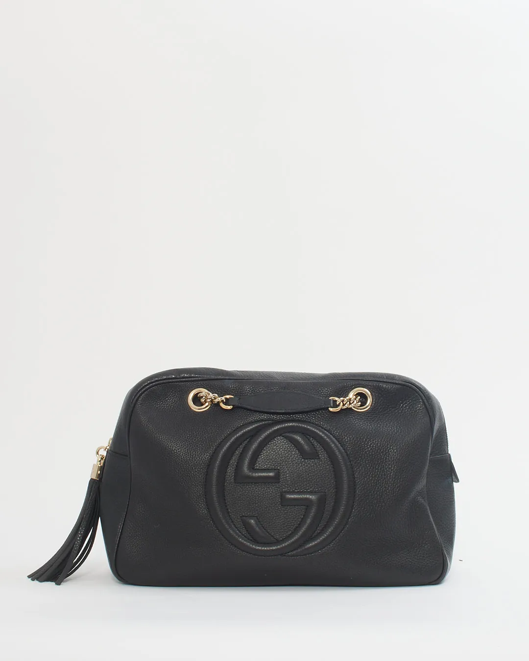 Gucci Black Pebbled Leather Chain Soho Shoulder Bag