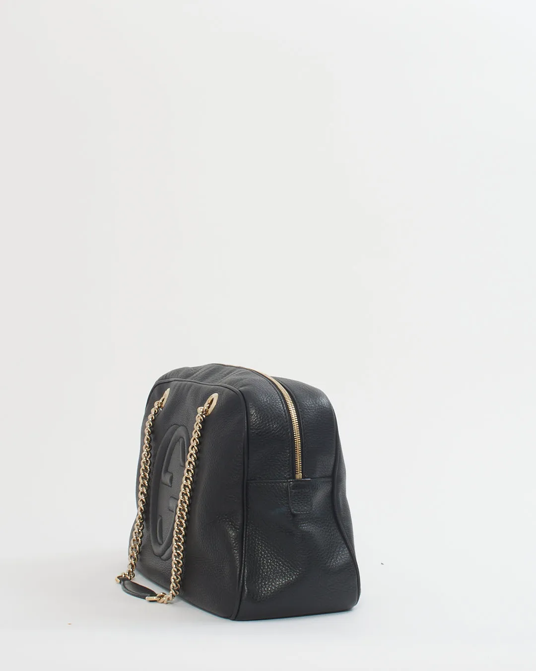 Gucci Black Pebbled Leather Chain Soho Shoulder Bag