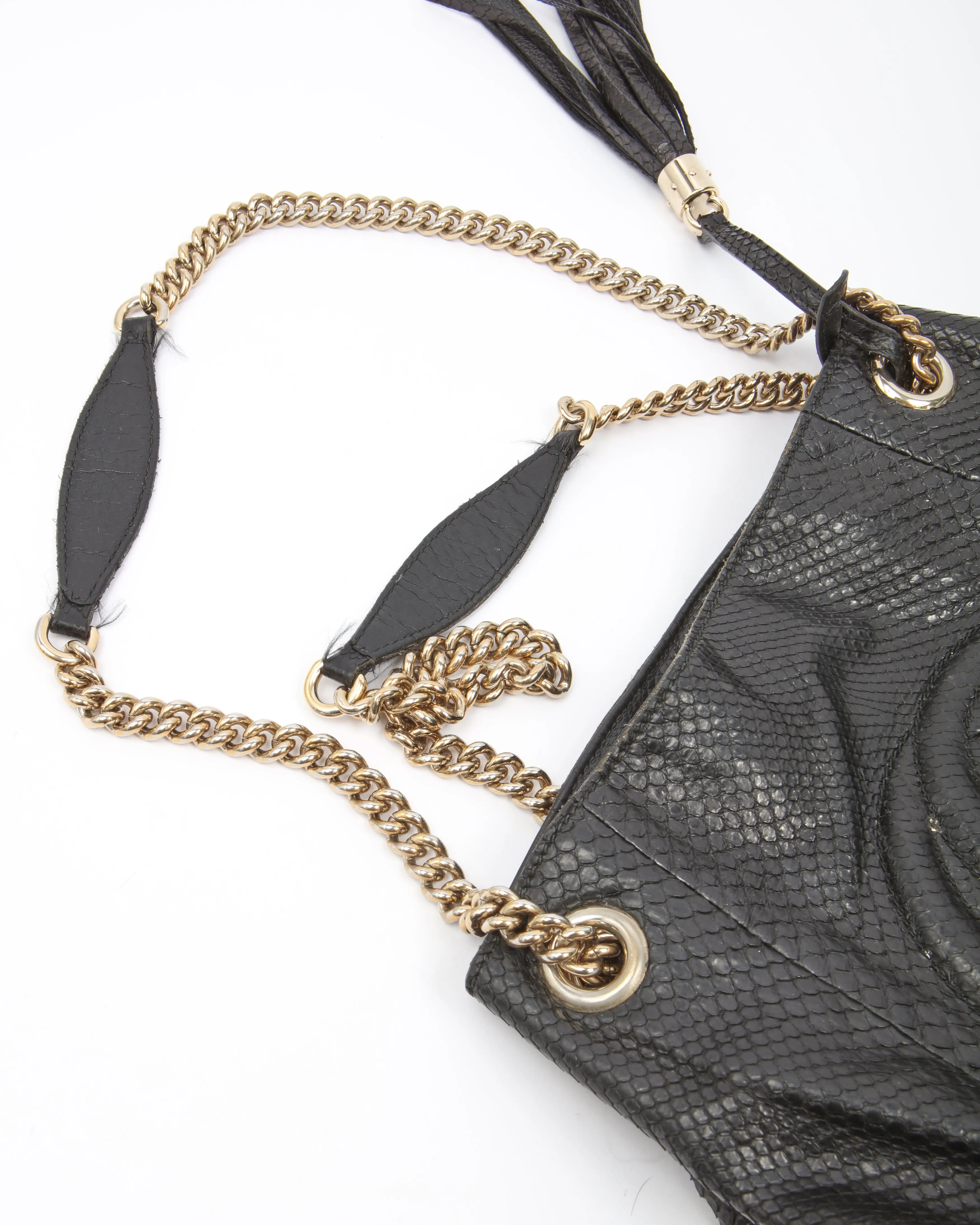 Gucci Black Python Leather Soho Chain Shoulder Bag