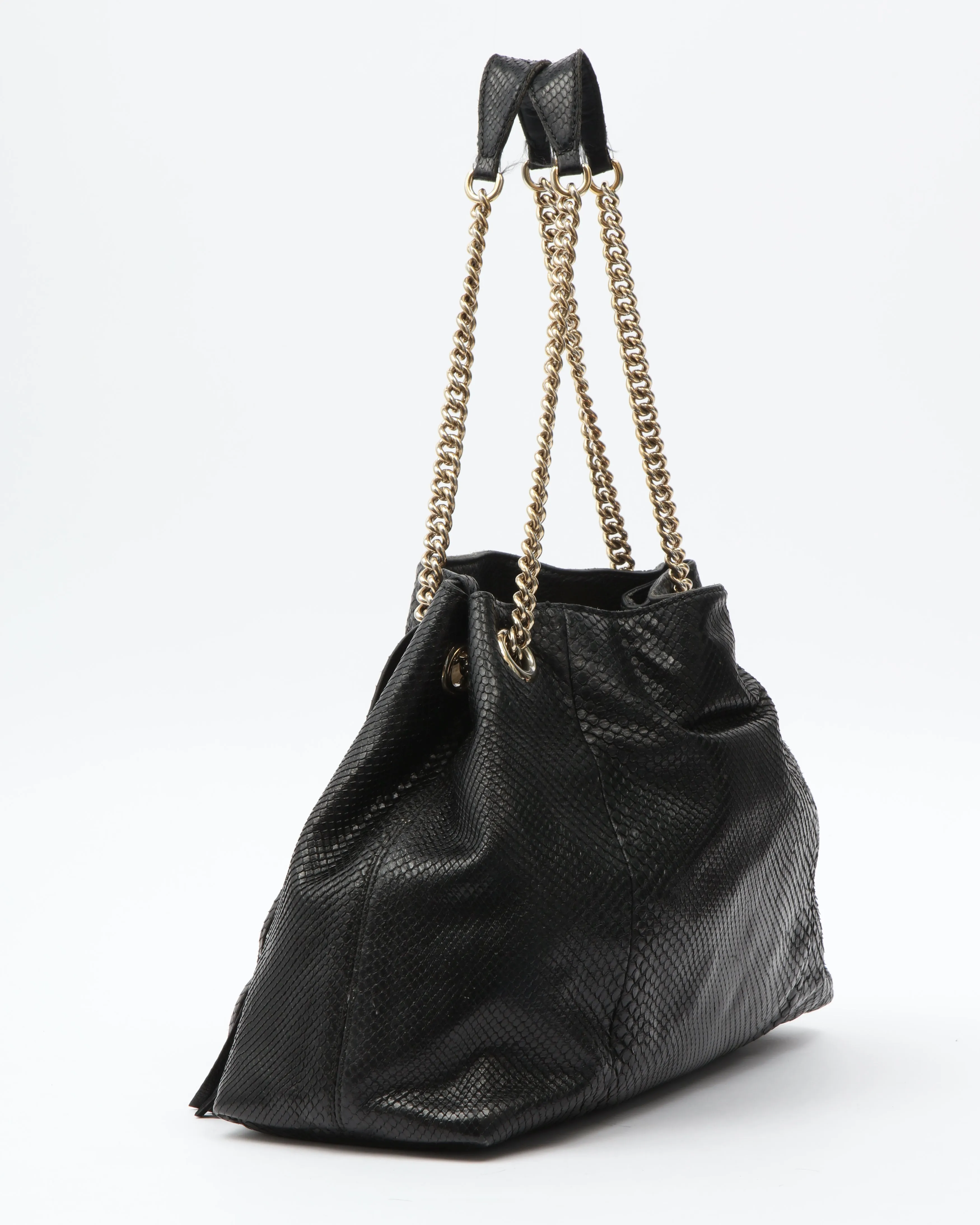 Gucci Black Python Leather Soho Chain Shoulder Bag