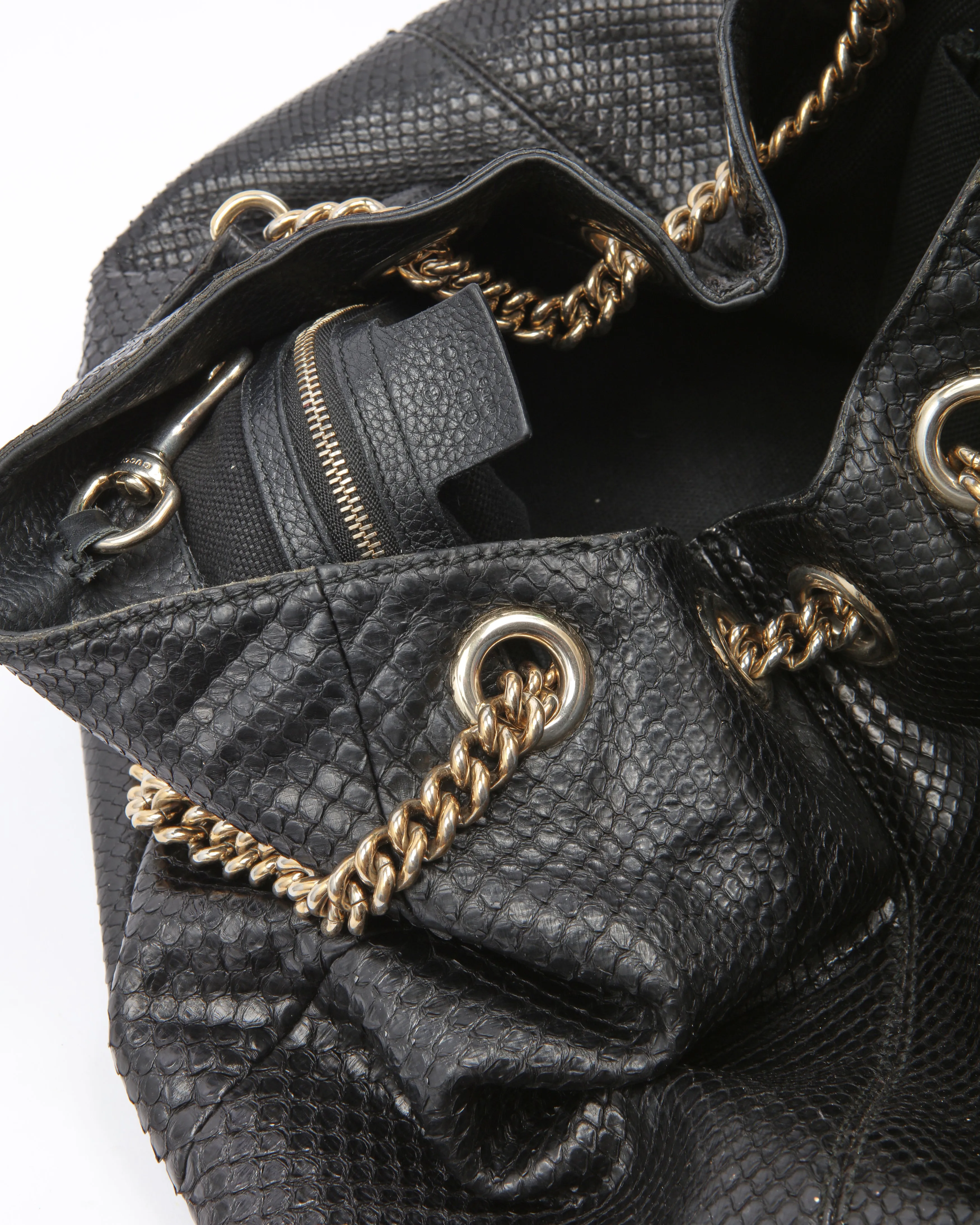Gucci Black Python Leather Soho Chain Shoulder Bag