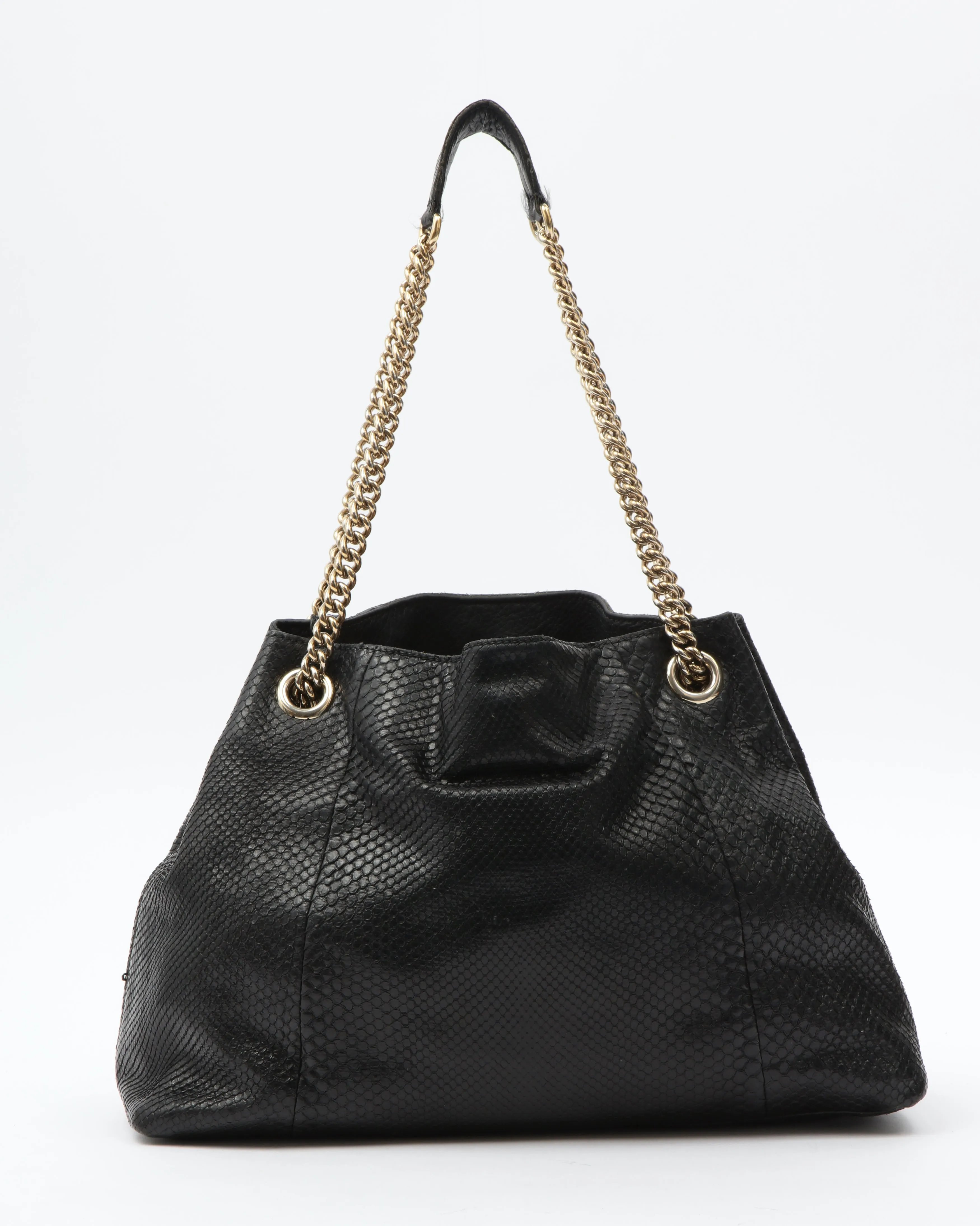 Gucci Black Python Leather Soho Chain Shoulder Bag