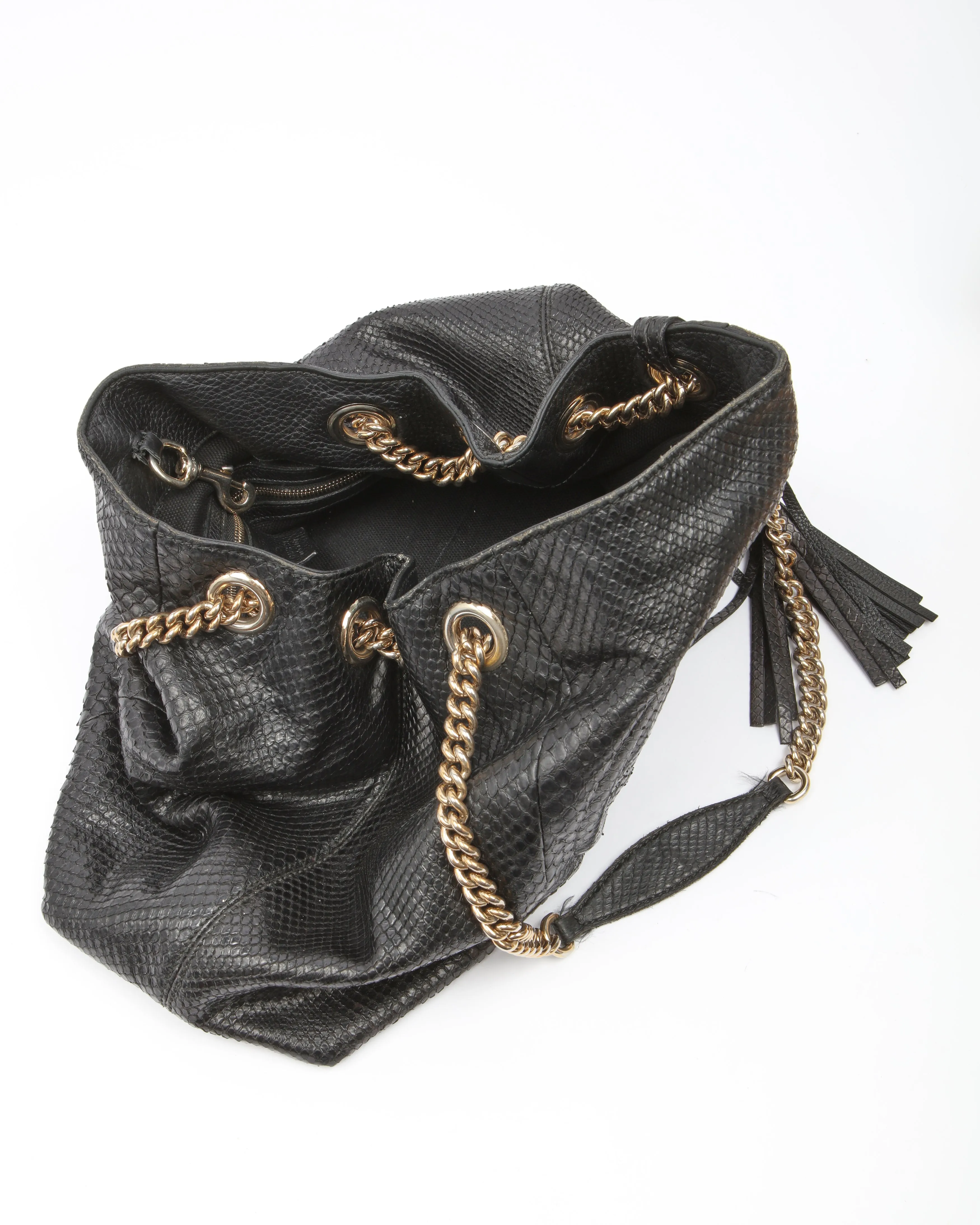 Gucci Black Python Leather Soho Chain Shoulder Bag