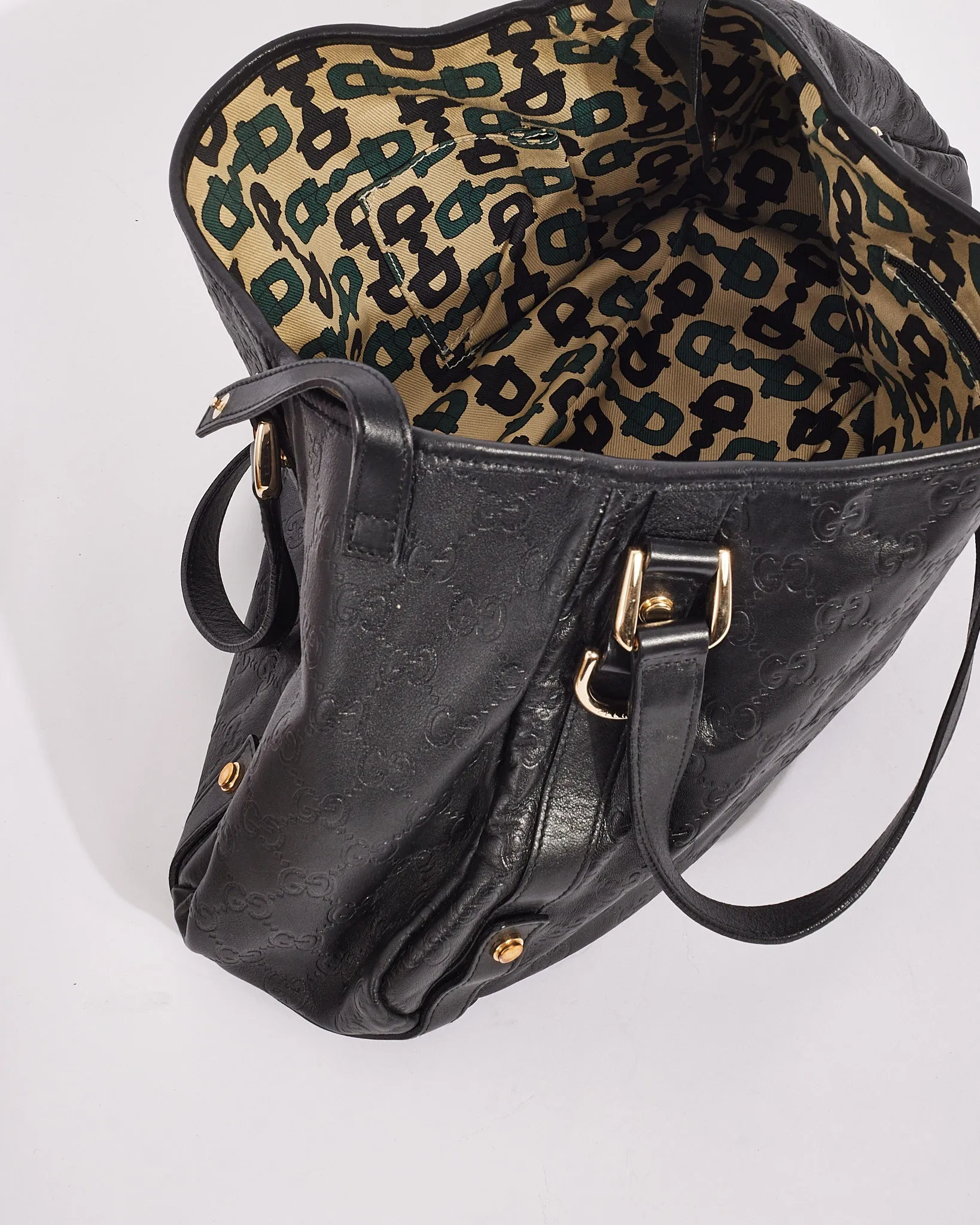 Gucci Black Signature G Leather Abbey Shoulder Bag