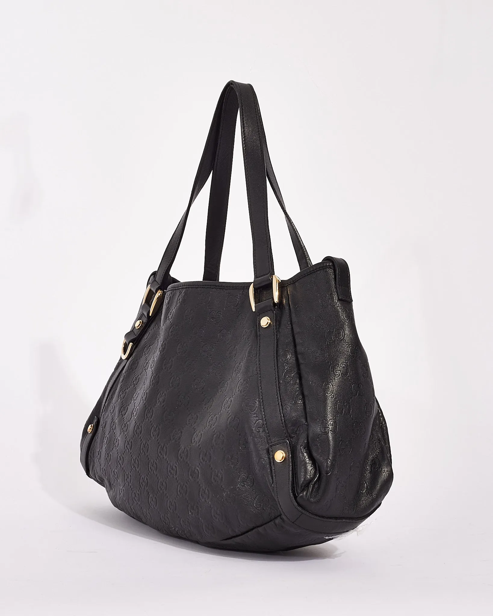 Gucci Black Signature G Leather Abbey Shoulder Bag