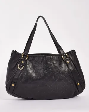Gucci Black Signature G Leather Abbey Shoulder Bag