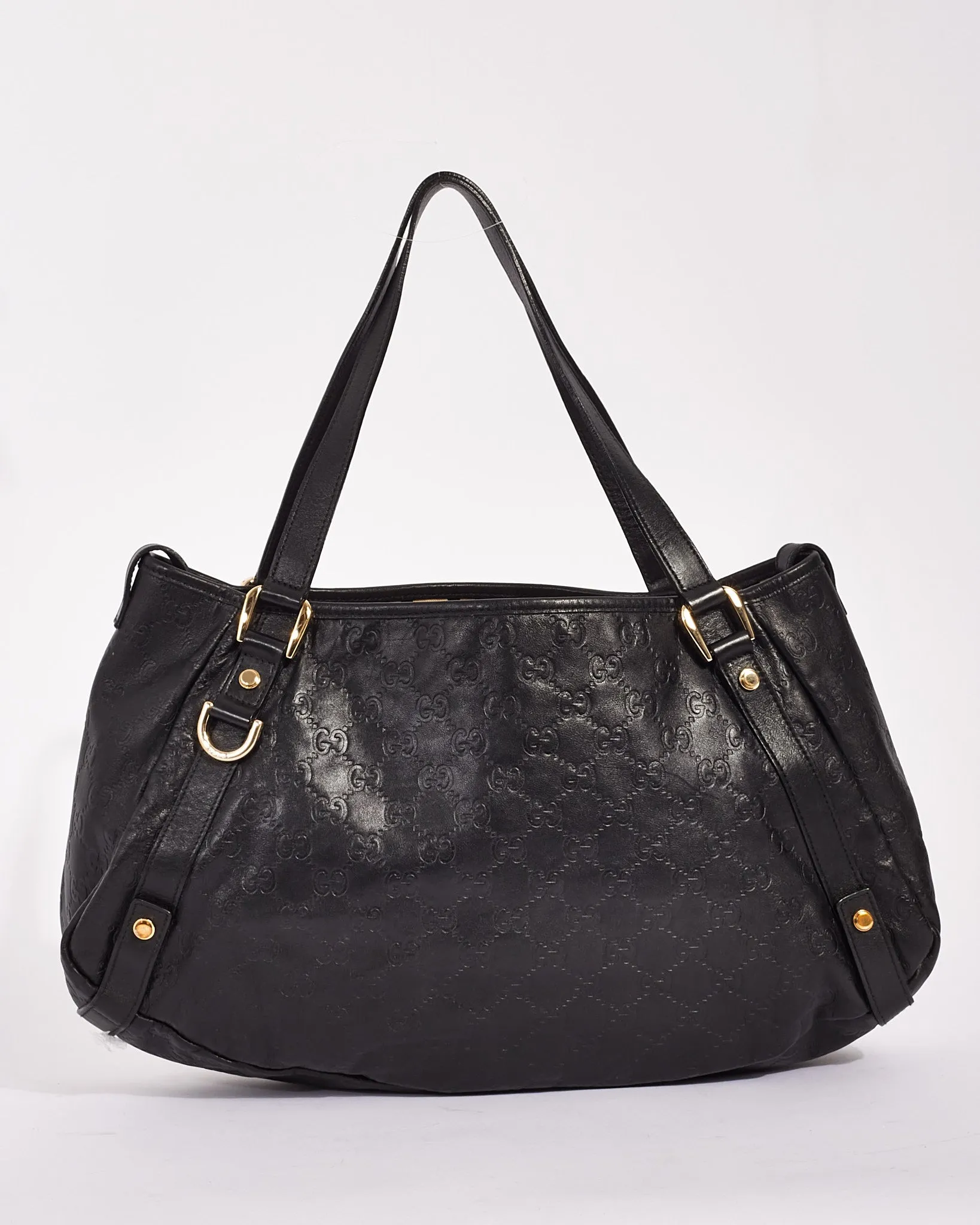 Gucci Black Signature G Leather Abbey Shoulder Bag