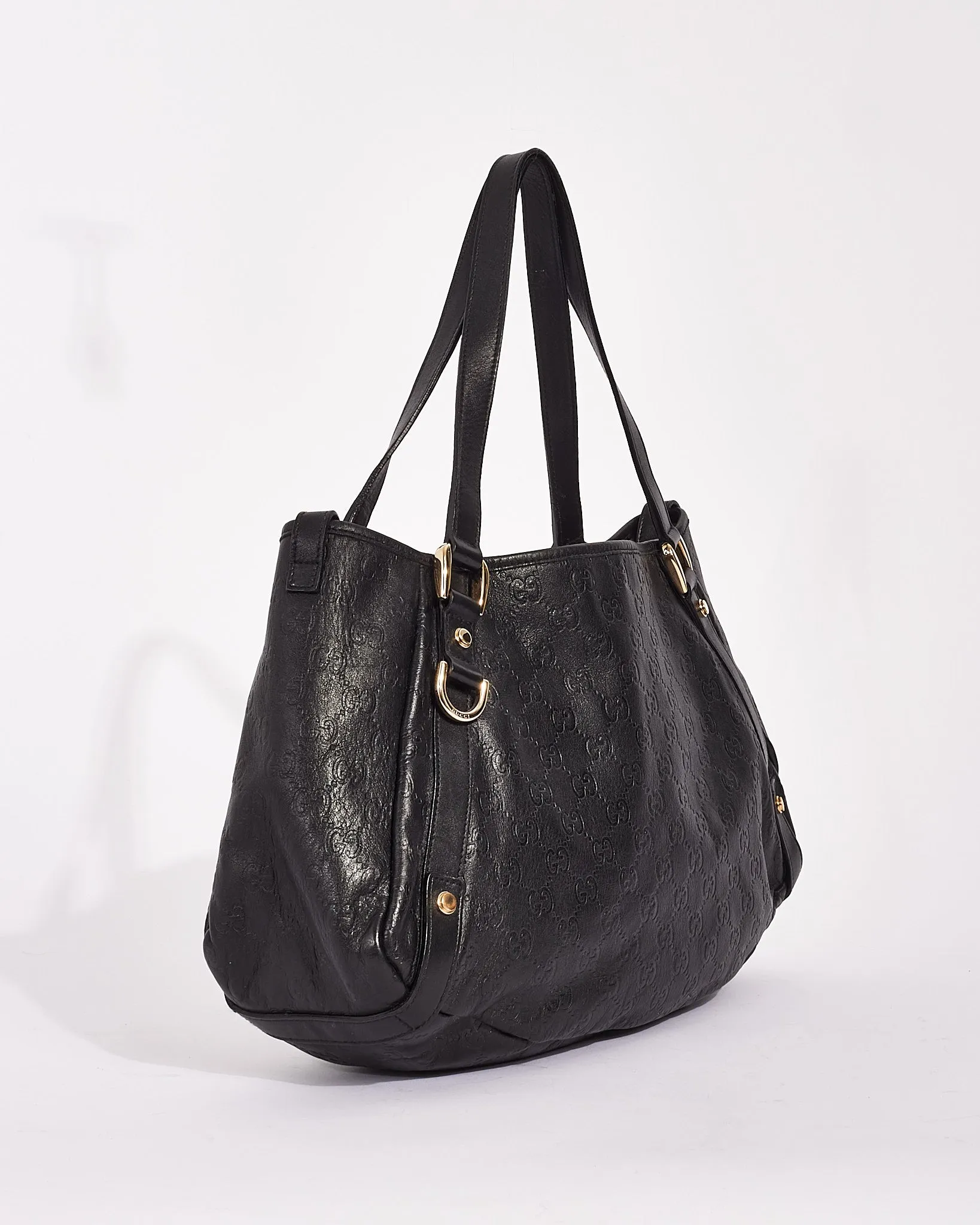 Gucci Black Signature G Leather Abbey Shoulder Bag