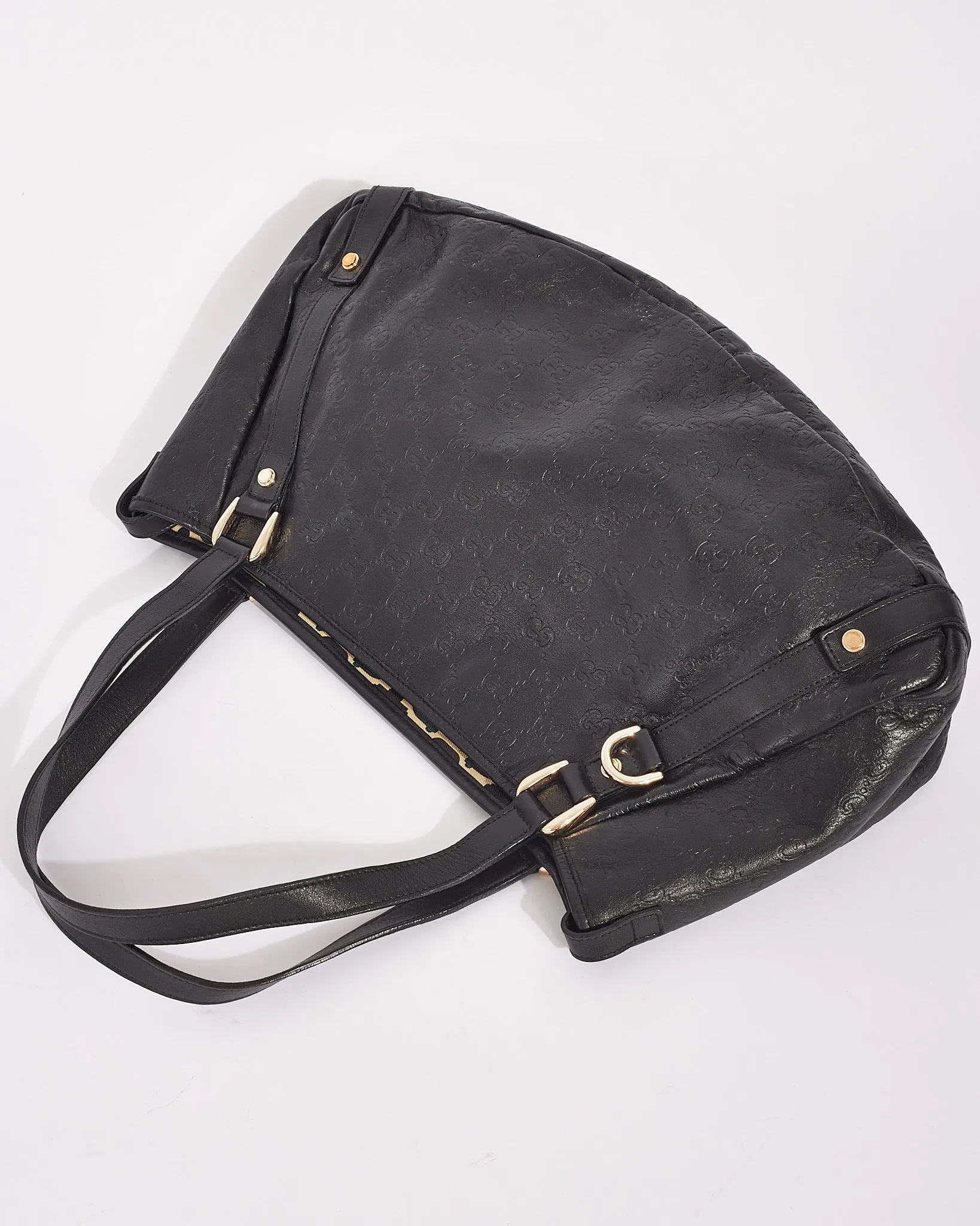 Gucci Black Signature G Leather Abbey Shoulder Bag