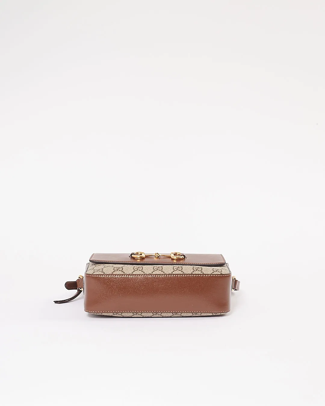 Gucci Brown Small GG Canvas/ Leather Horsebit 1955 Bag