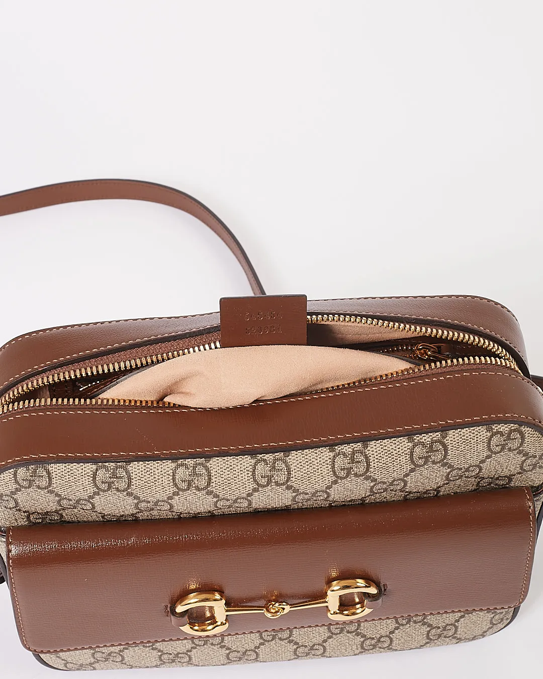 Gucci Brown Small GG Canvas/ Leather Horsebit 1955 Bag