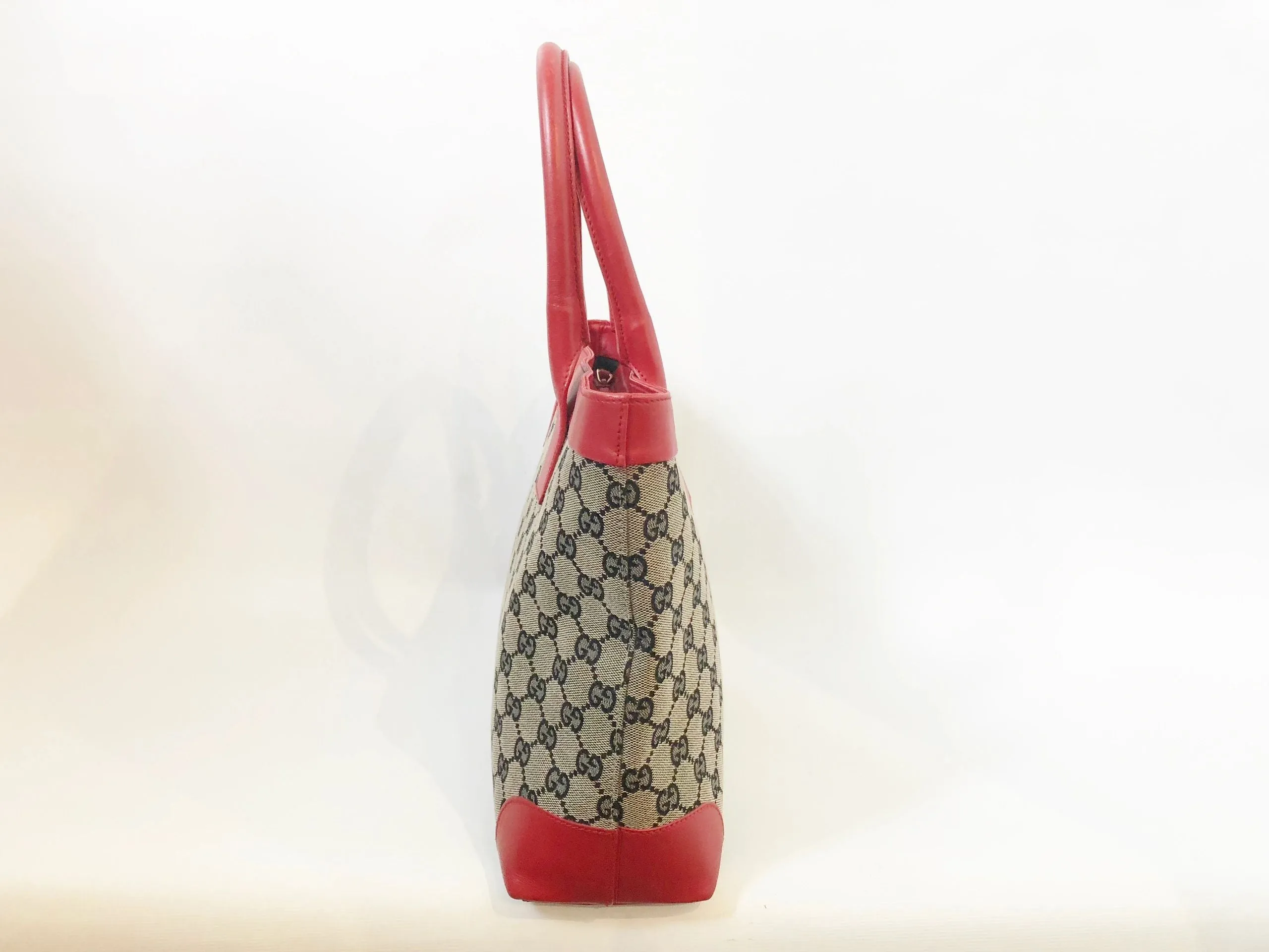 Gucci Canvas Tote With Leather Trim