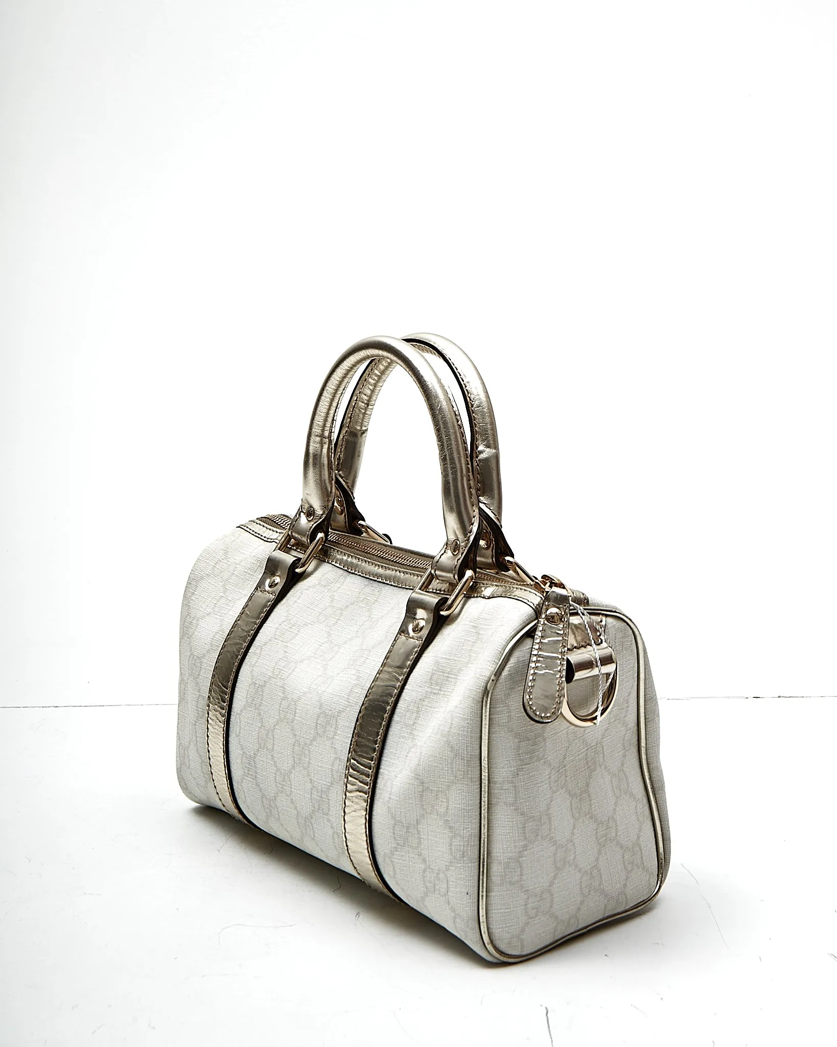 Gucci Cream/Silver GG Supreme Small Joy Boston Bag