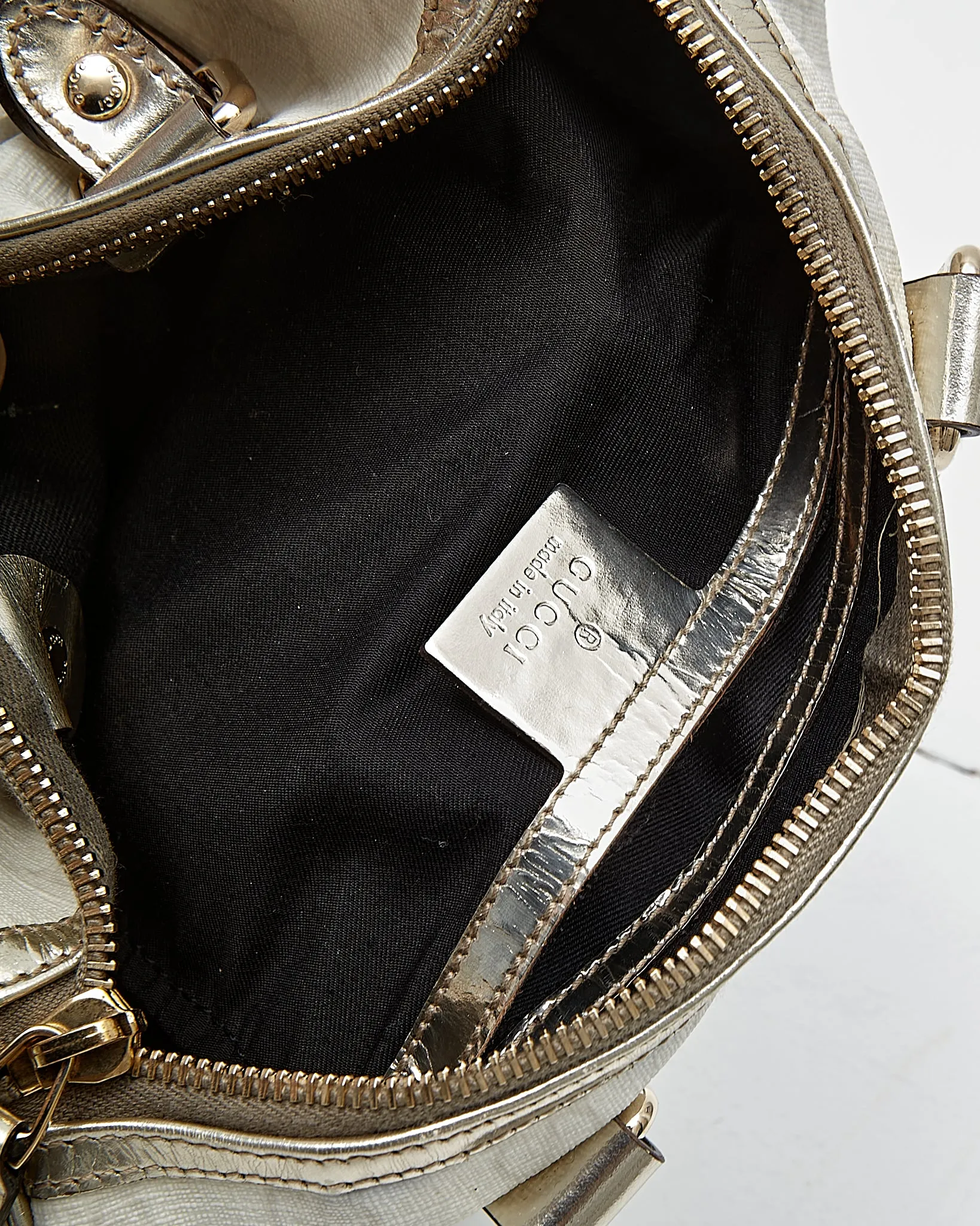 Gucci Cream/Silver GG Supreme Small Joy Boston Bag