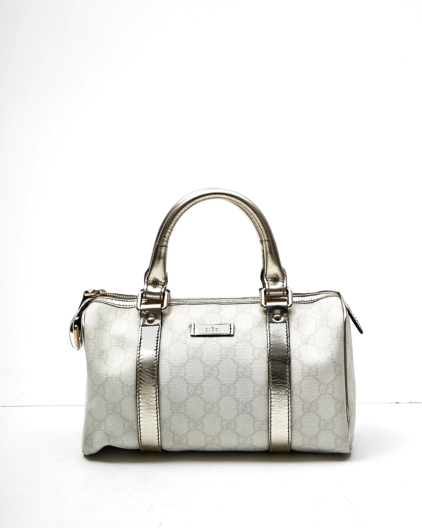 Gucci Cream/Silver GG Supreme Small Joy Boston Bag