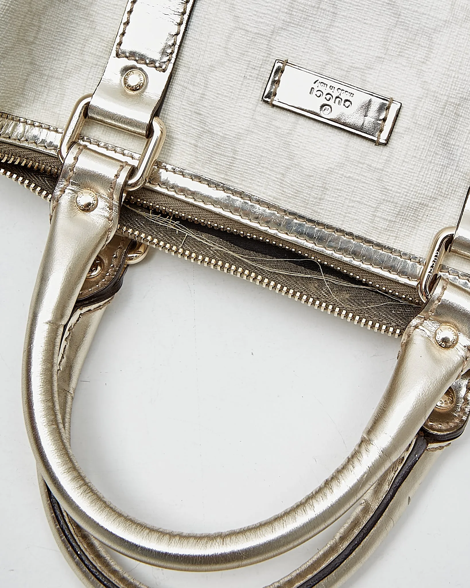 Gucci Cream/Silver GG Supreme Small Joy Boston Bag