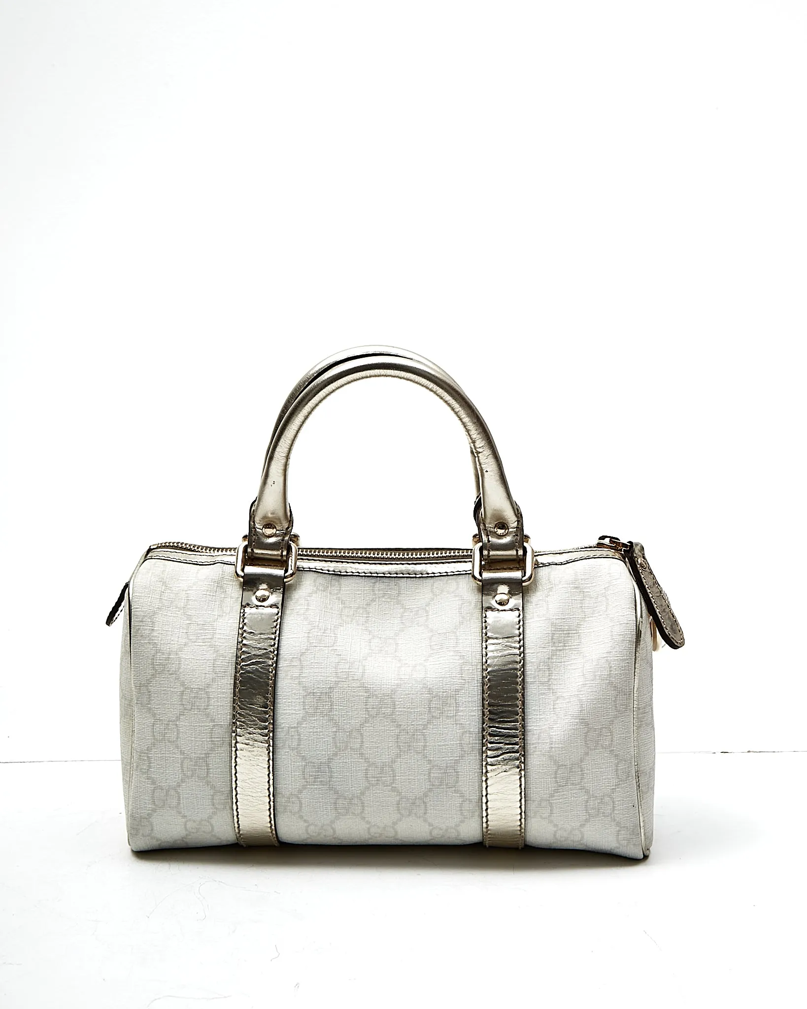 Gucci Cream/Silver GG Supreme Small Joy Boston Bag