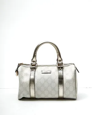 Gucci Cream/Silver GG Supreme Small Joy Boston Bag