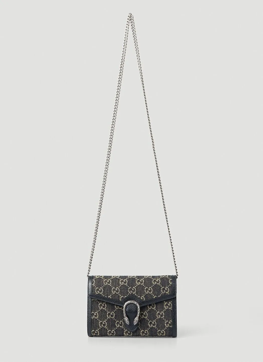 Gucci Dionysus GG Mini Shoulder Bag Black Denim Crossbody Handbag Italy New