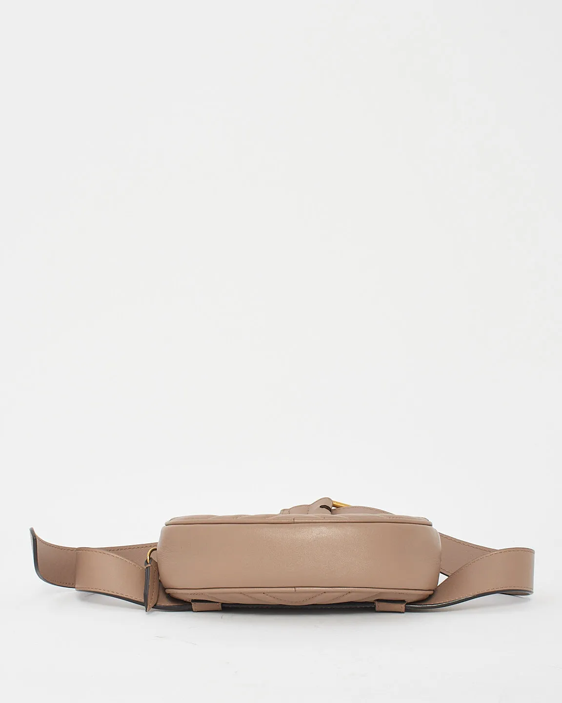 Gucci Dusty Pink Chevron Matelassé Leather GG Marmont Belt Bag - 85/34