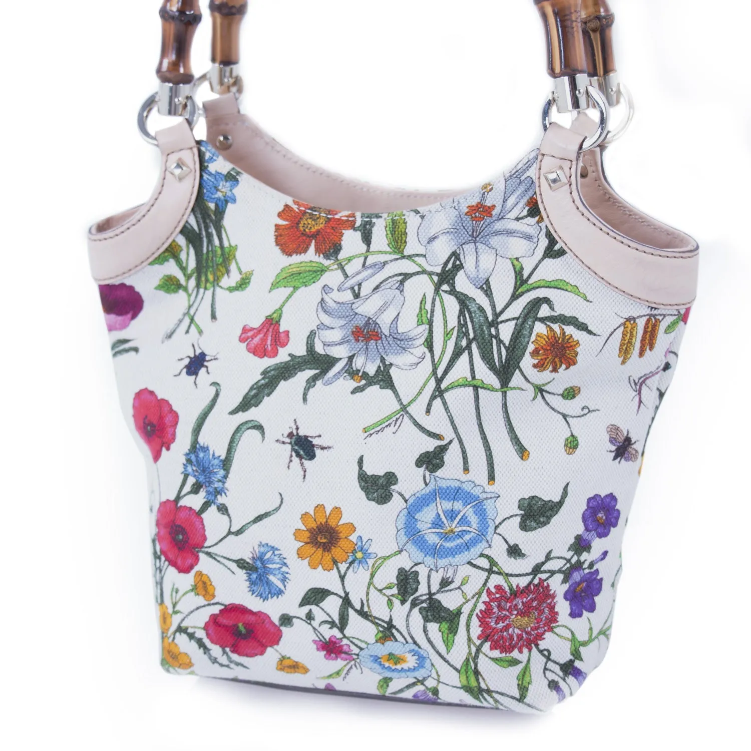 Gucci Floral Bamboo Bucket Bag