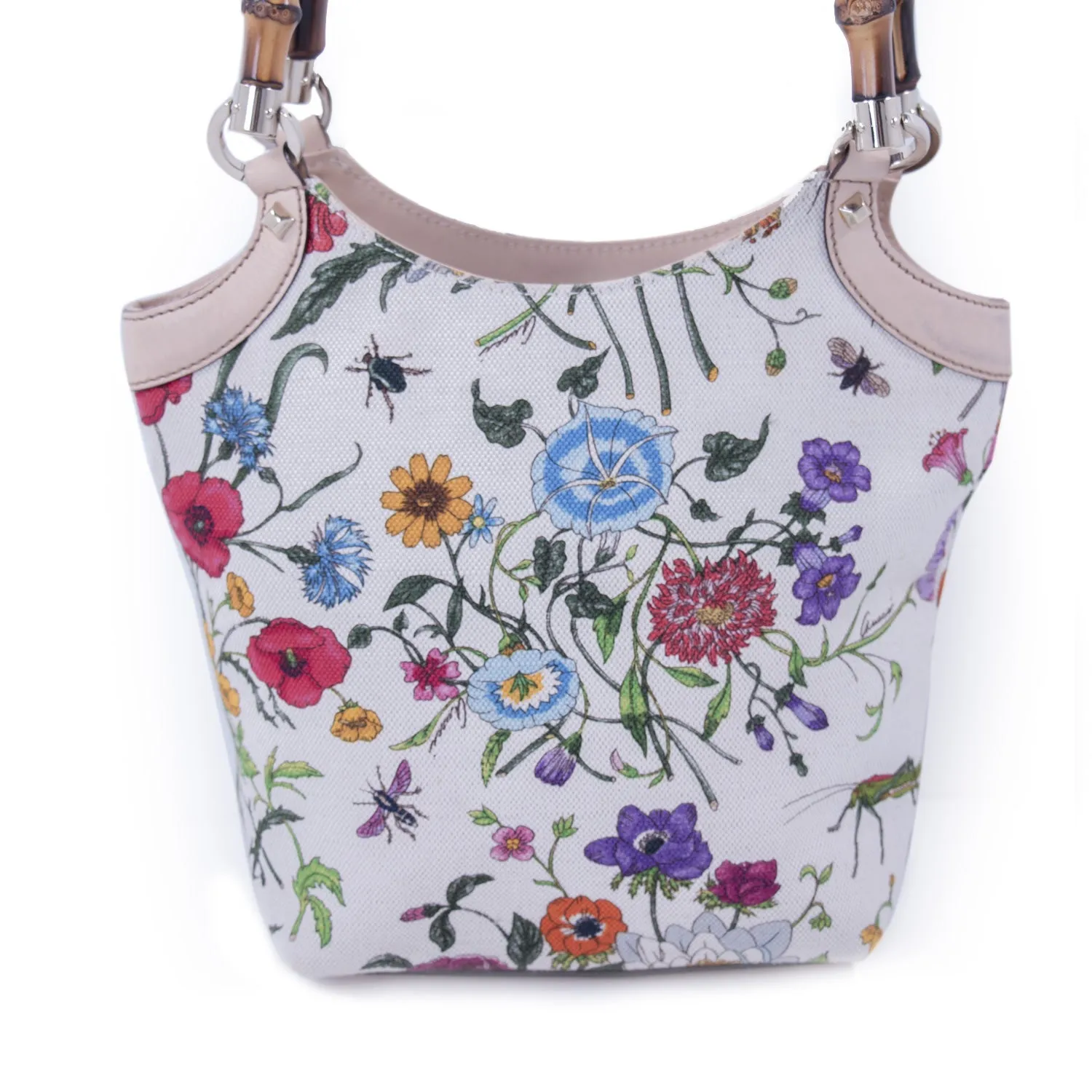 Gucci Floral Bamboo Bucket Bag