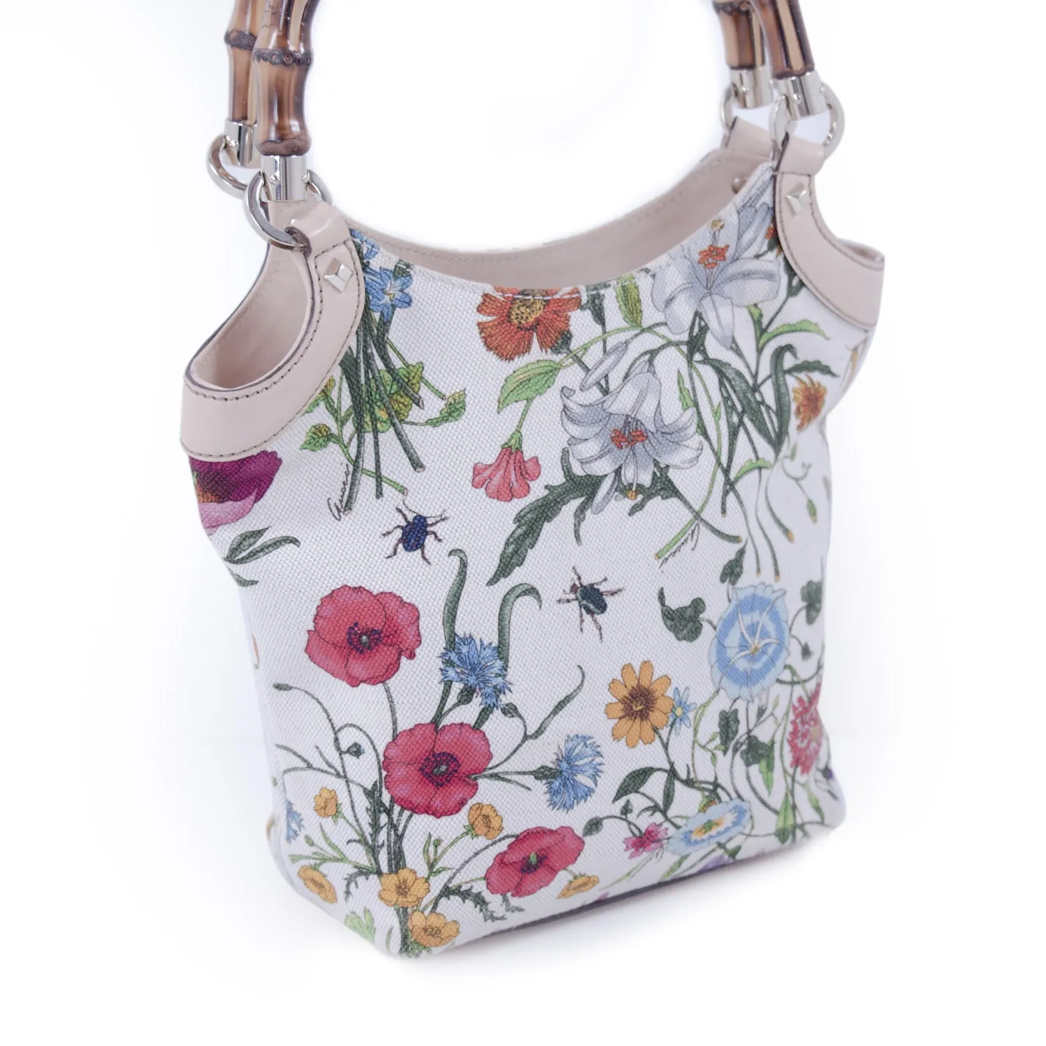Gucci Floral Bamboo Bucket Bag