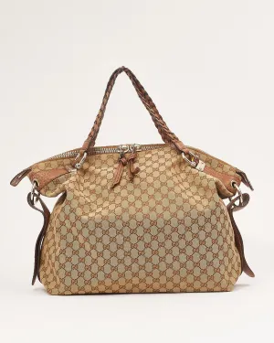 Gucci GG Beige Canvas Bamboo XL Tote Bag