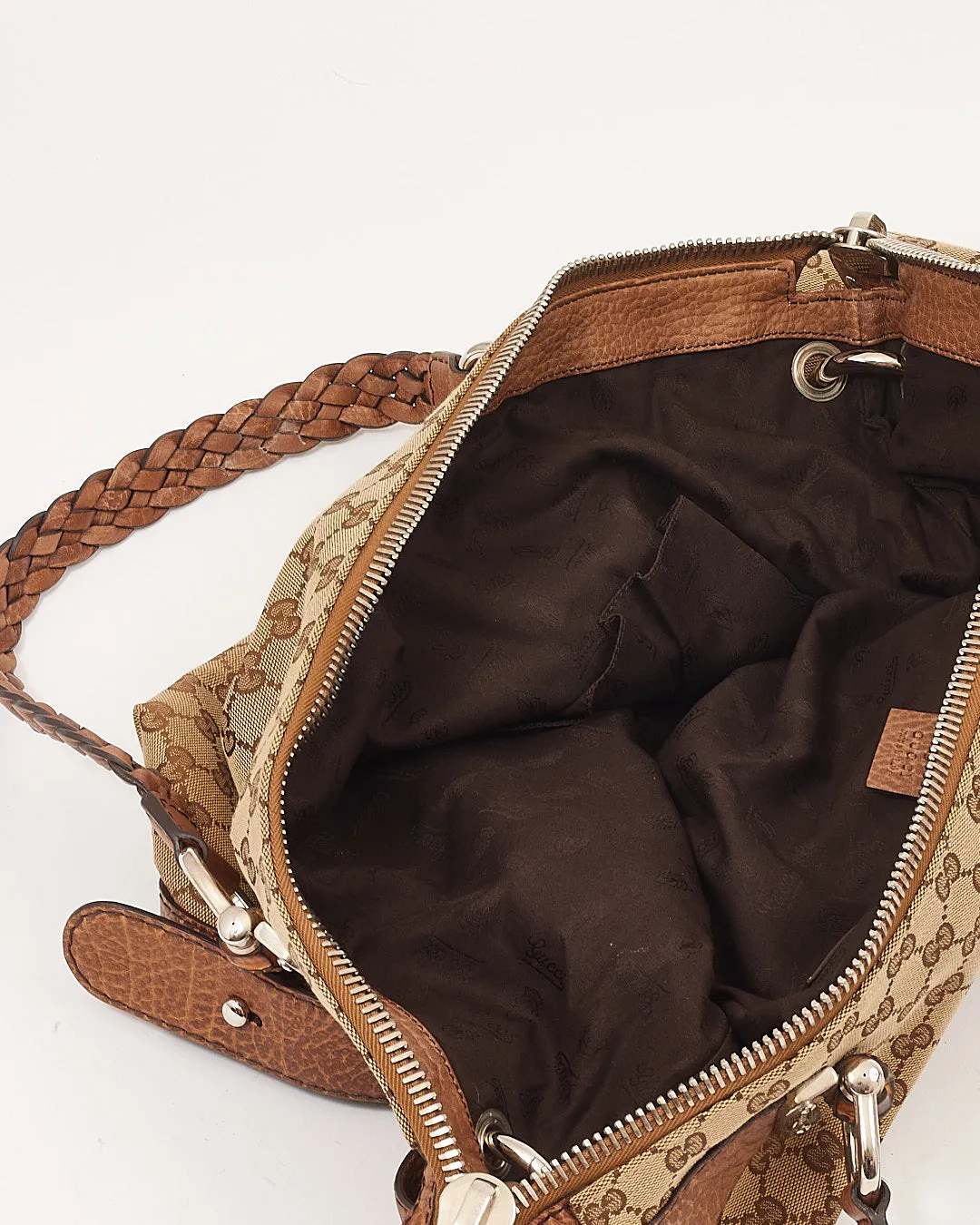 Gucci GG Beige Canvas Bamboo XL Tote Bag
