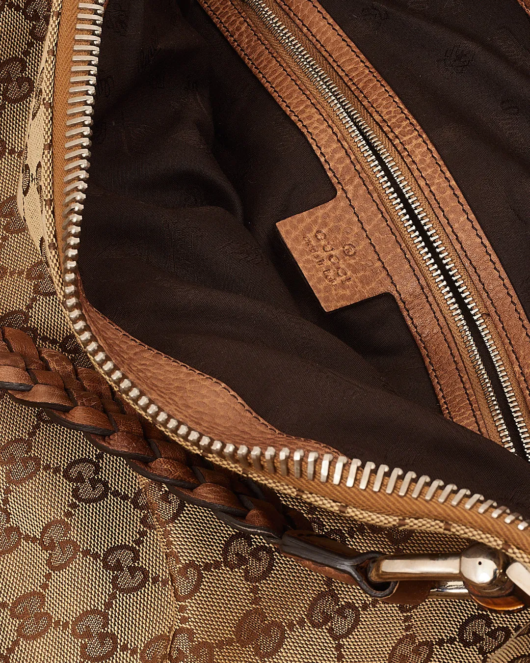 Gucci GG Beige Canvas Bamboo XL Tote Bag