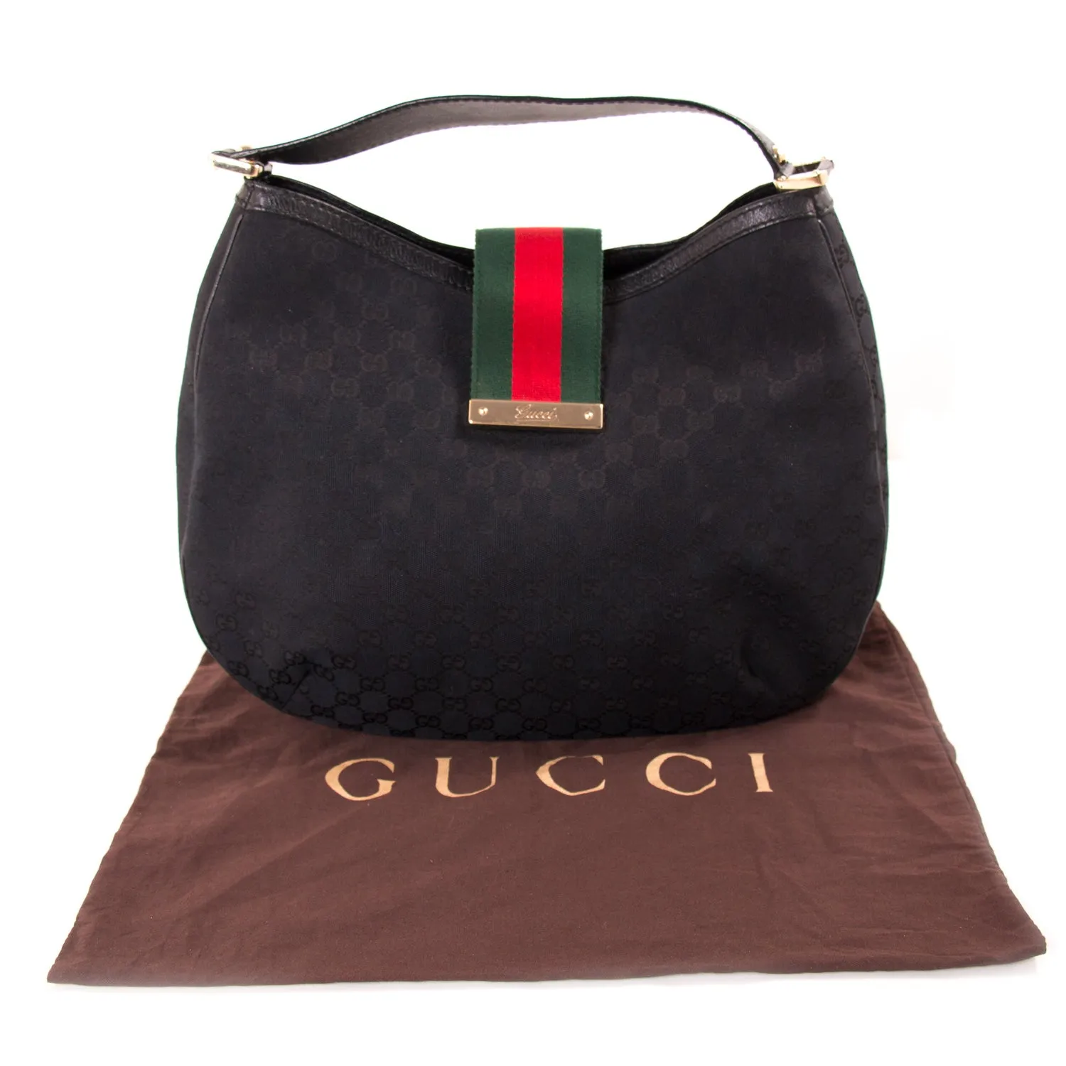 Gucci GG Black Canvas Hobo Bag