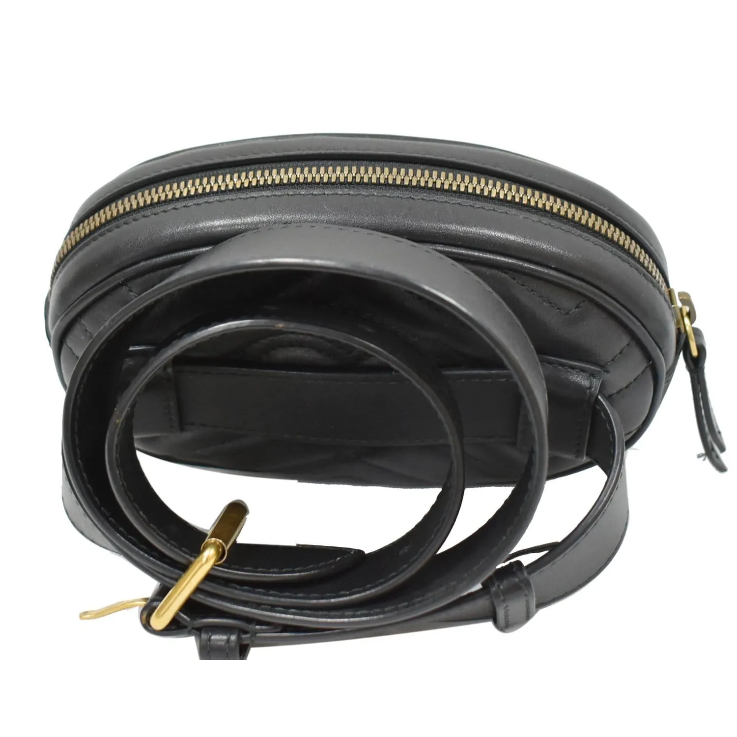 GUCCI GG Marmont Matelasse Leather Belt Bag Black 476434