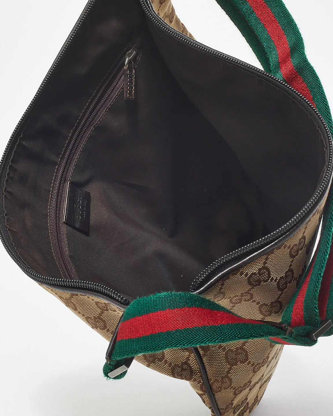 Gucci Monogram Canvas Web Saddle Crossbody Saddle Bag