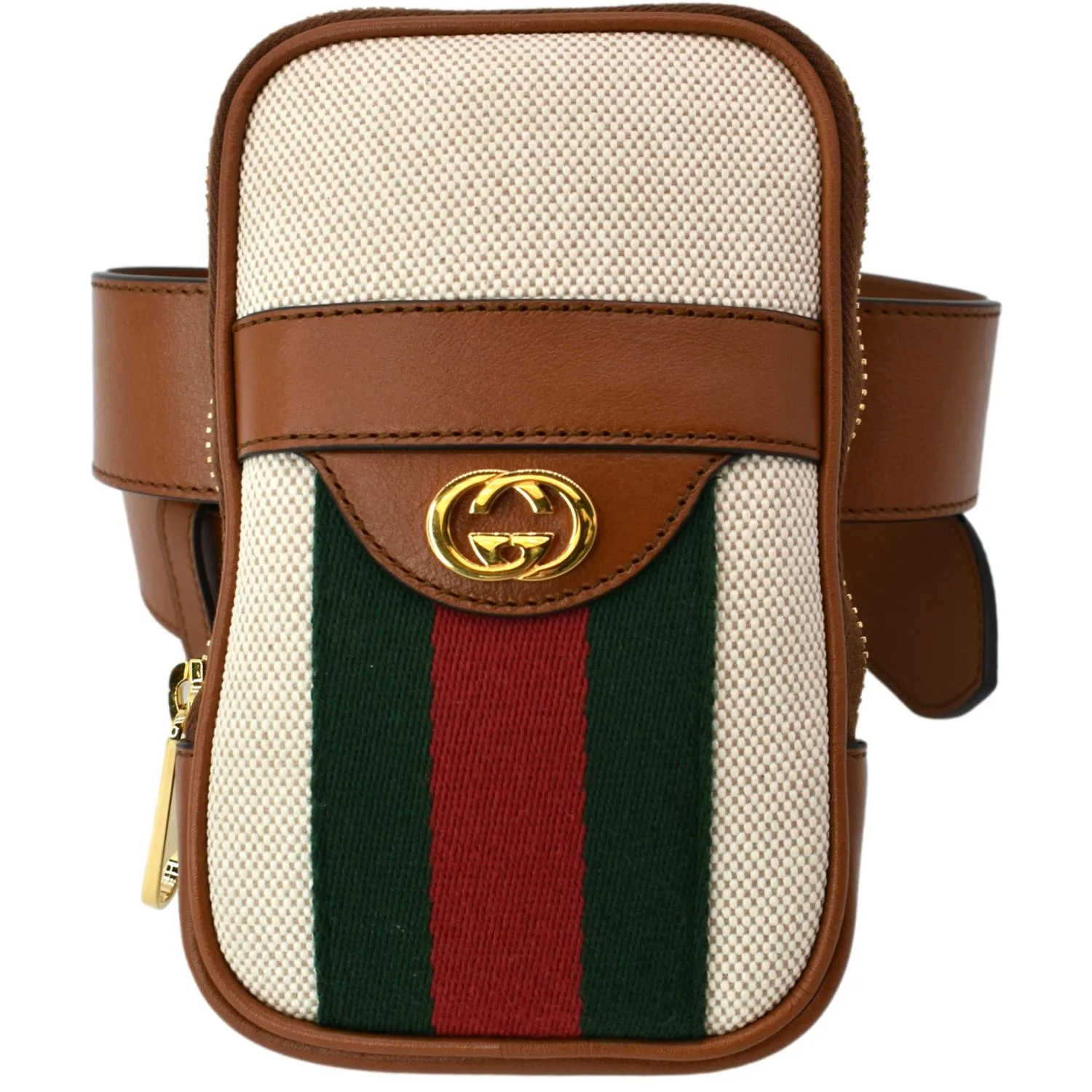 GUCCI Phone Case Vintage Canvas Belt Bag Dark Brown 581519