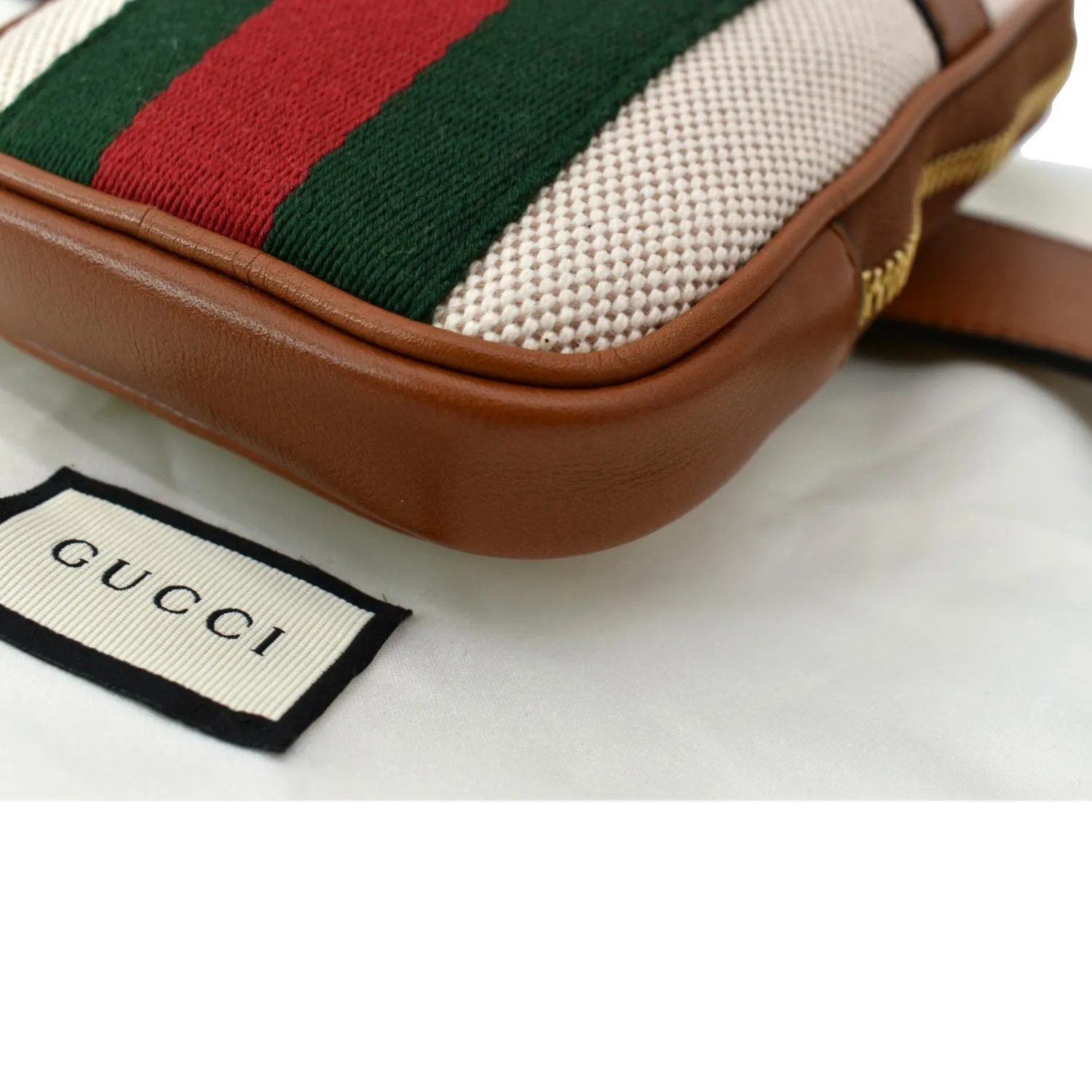 GUCCI Phone Case Vintage Canvas Belt Bag Dark Brown 581519