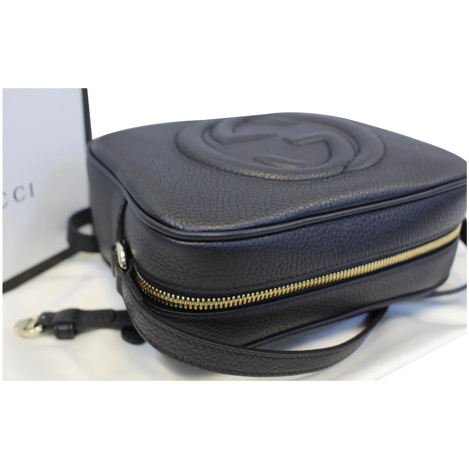 GUCCI Soho Disco Pebbled Leather Small Crossbody Bag 308364 Black